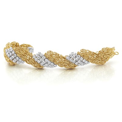 Lot 439 - Gold, Platinum and Diamond Bracelet