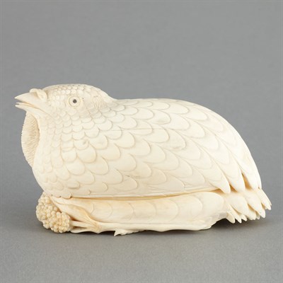 Lot 599 - Chinese Ivory Quail-Form Box 19th Century...