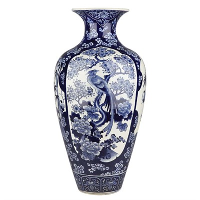 Lot 1375 - Japanese Blue and White Glazed Porcelain Vase...