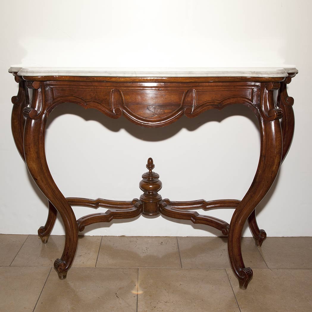 Lot 1220 - Continental Rococo Style Marble Top Fruitwood...