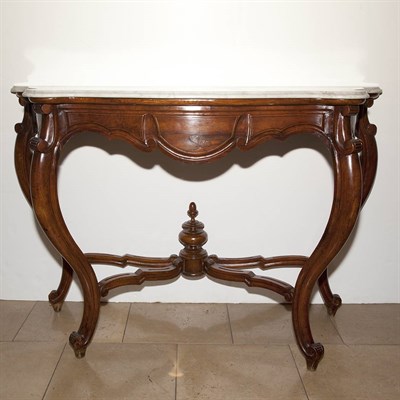 Lot 1220 - Continental Rococo Style Marble Top Fruitwood...