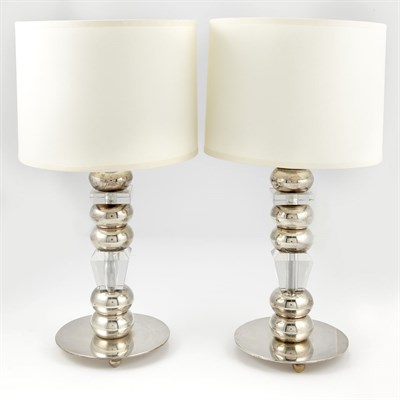 Lot 212 - Pair of Lamps France, 20th century Silver...