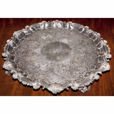 Lot 399 - English Silver Plated Salver Diameter 23 1/2...