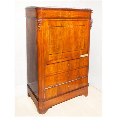 Lot 139 - Biedermeier Marble Top Walnut Secretaire a...