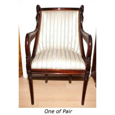 Lot 162 - Pair of Empire Style Mahogany Fauteuils