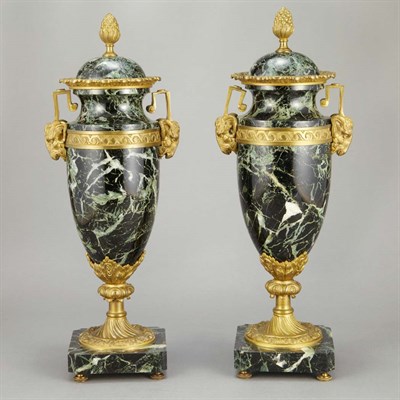 Lot 225 - Pair of Louis XVI Style Bronze Mounted Green...