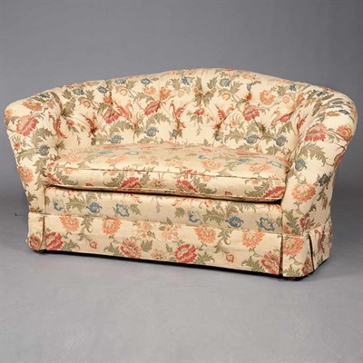 Lot 293 - Floral Tufted Upholstered Settee Length 66...