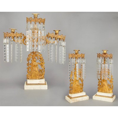 Lot 214 - Gilt-Brass Figural Garniture 19th Century...