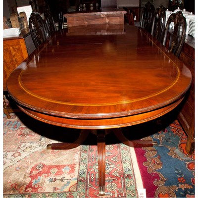 Lot 212 - Regency Style Banded Mahogany Double-Pedestal...