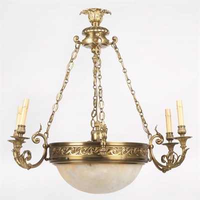 Lot 424 - Louis XVI Style Gilt-Metal and Alabaster Seven-...