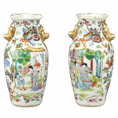 Lot 1507 - Pair of Chinese Rose Medallion Porcelain Vases...