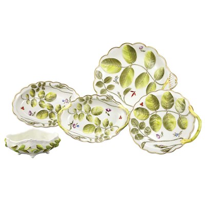 Lot 1520 - Group of Five English Porcelain Leaf Decorated...