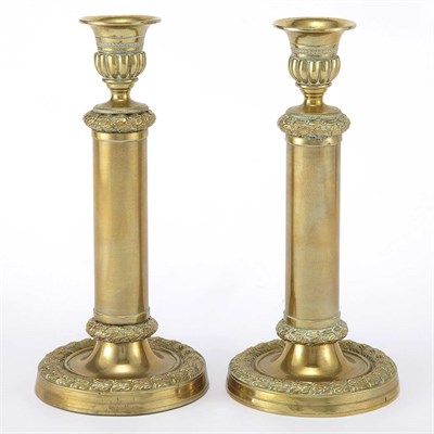 Lot 1566 - Pair of Neoclassical Style Brass Candlesticks...