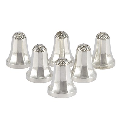Lot 1539 - Set of Six Georg Jensen Sterling Silver Salt...