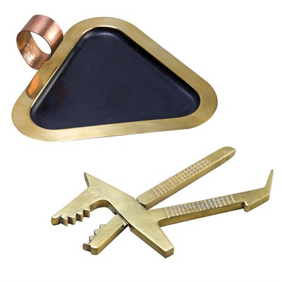 Lot 1567 - Vienna Brass and Copper Tray; Together with a...