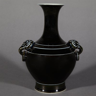 Lot 422 - Chinese Mirror Black Glazed Porcelain Vase...