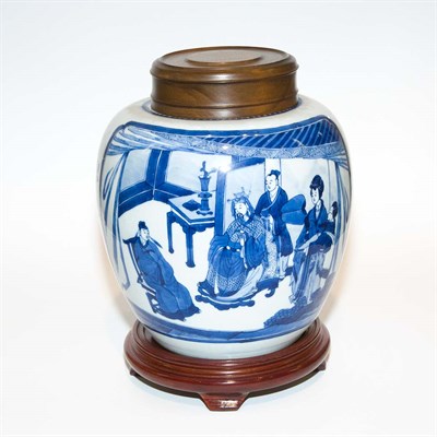 Lot 407 - Chinese Blue and White Glazed Porcelain Jar...