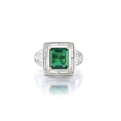 Lot 453 - Platinum, Emerald and Diamond Ring, Kurt Wayne