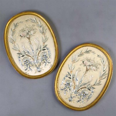 Lot 1534 - Pair of Framed Floral Silk Needlework Pictures...