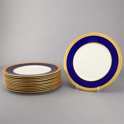 Lot 1612 - Set of Twelve Lenox Gilt and Cobalt Decorated...