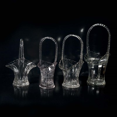 Lot 1498 - Group of Four American Glass Baskets Height of...