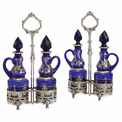 Lot 1565 - Pair of Continental Silver Plated and Cobalt...
