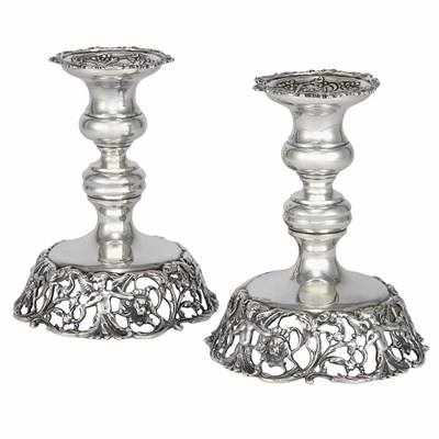 Lot 1537 - Pair of Sterling Silver Putti Decorated...