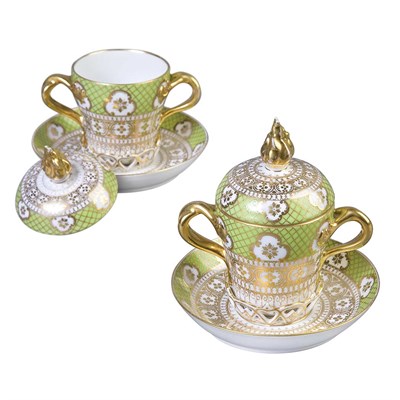 Lot 1559 - Pair of Dresden Porcelain Covered Cups Height...