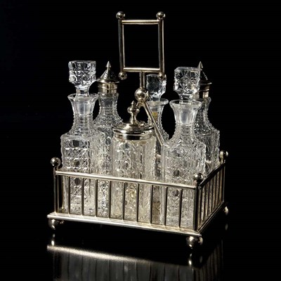 Lot 1603 - Georgian Style Glass and Silver Plated Cruet...