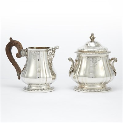 Lot 1535 - Continental Chased Silver Cream and Covered...