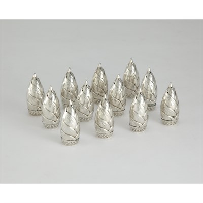 Lot 1545 - Set of Twelve Sterling Silver Foliate-Form...