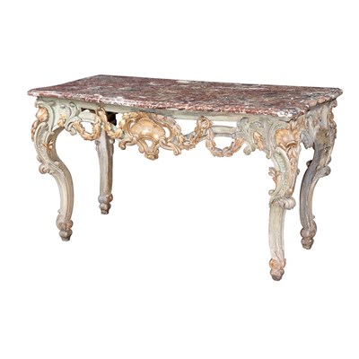 Lot 314 - Louis XV Painted and Parcel Gilt Console Mid...