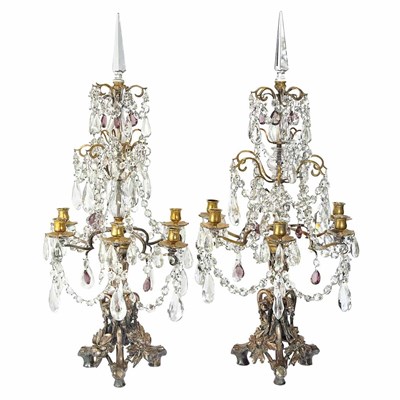 Lot 313 - Pair of French Silvered-Bronze, Brass and Cut...