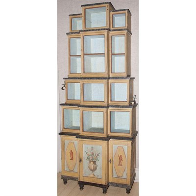 Lot 326 - Neoclassical Style Painted Stepped Cabinet...