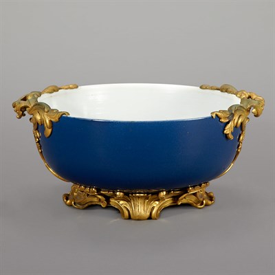 Lot 242 - French Gilt-Bronze Mounted Cobalt Glazed...
