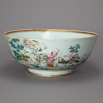 Lot 477 - Chinese Export Famille Rose Porcelain Punch...