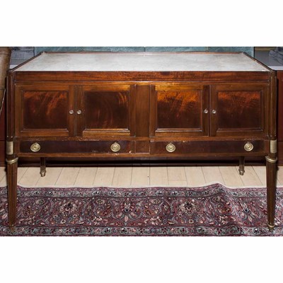 Lot 645 - Louis XVI Style Marble Top Mahogany Side...