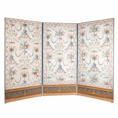 Lot 428 - French Neoclassical Painted Three-Panel Screen...