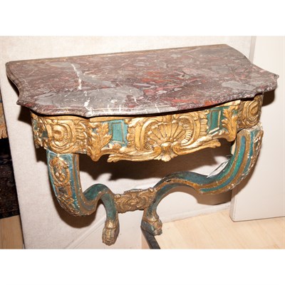 Lot 209 - Louis XV Style Painted and Parcel Gilt Console...
