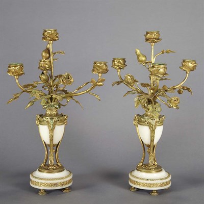 Lot 234 - Pair of Louis XVI Style Gilt-Bronze and Marble...