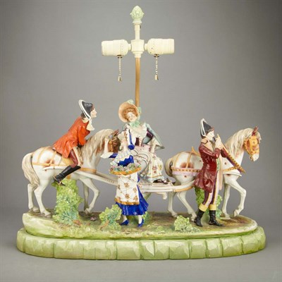 Lot 783 - Continental Porcelain Two-Light Lamp In the...
