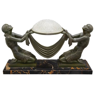 Lot 627 - Fayral and Daum Art Deco Bronze and Molded...