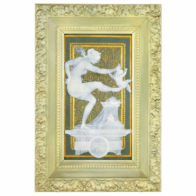 Lot 812 - Framed Continental Gilt Decorated Pate Sur...