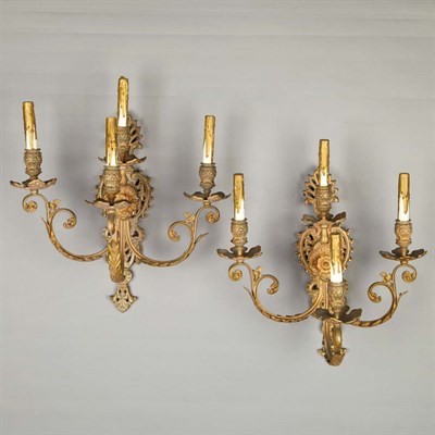 Lot 782 - Pair of Neoclassical Style Metal Four-Light...