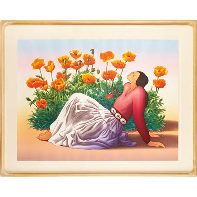 Lot 93 - R. C. Gorman [WOMAN AND POPPIES] Color...