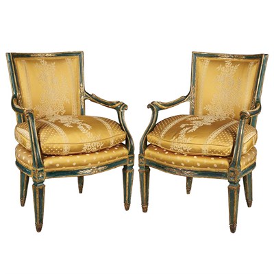 Lot 309 - Pair of Italian Neoclassical Painted and...