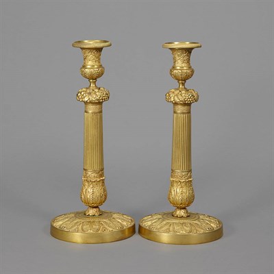 Lot 466 - Pair of French Gilt-Bronze Candlesticks 19th...
