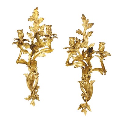 Lot 372 - Pair of Louis XV Style Gilt-Bronze Two-Light...