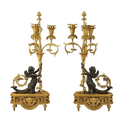 Lot 369 - Pair of Louis XVI Style Gilt and...