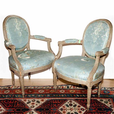 Lot 262 - Pair of Louis XVI Painted Fauteuils en...